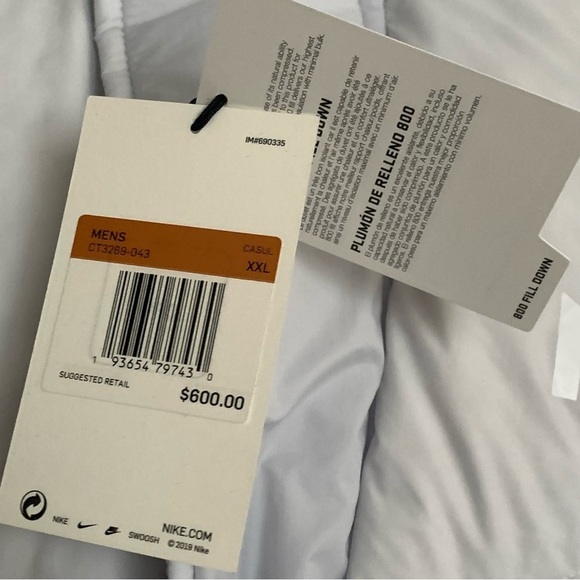 Men’s Nike X Sacai Puffer 800 Fill Down Coat Quilted Jacket Gray XXL NEW! - Picture 11 of 12